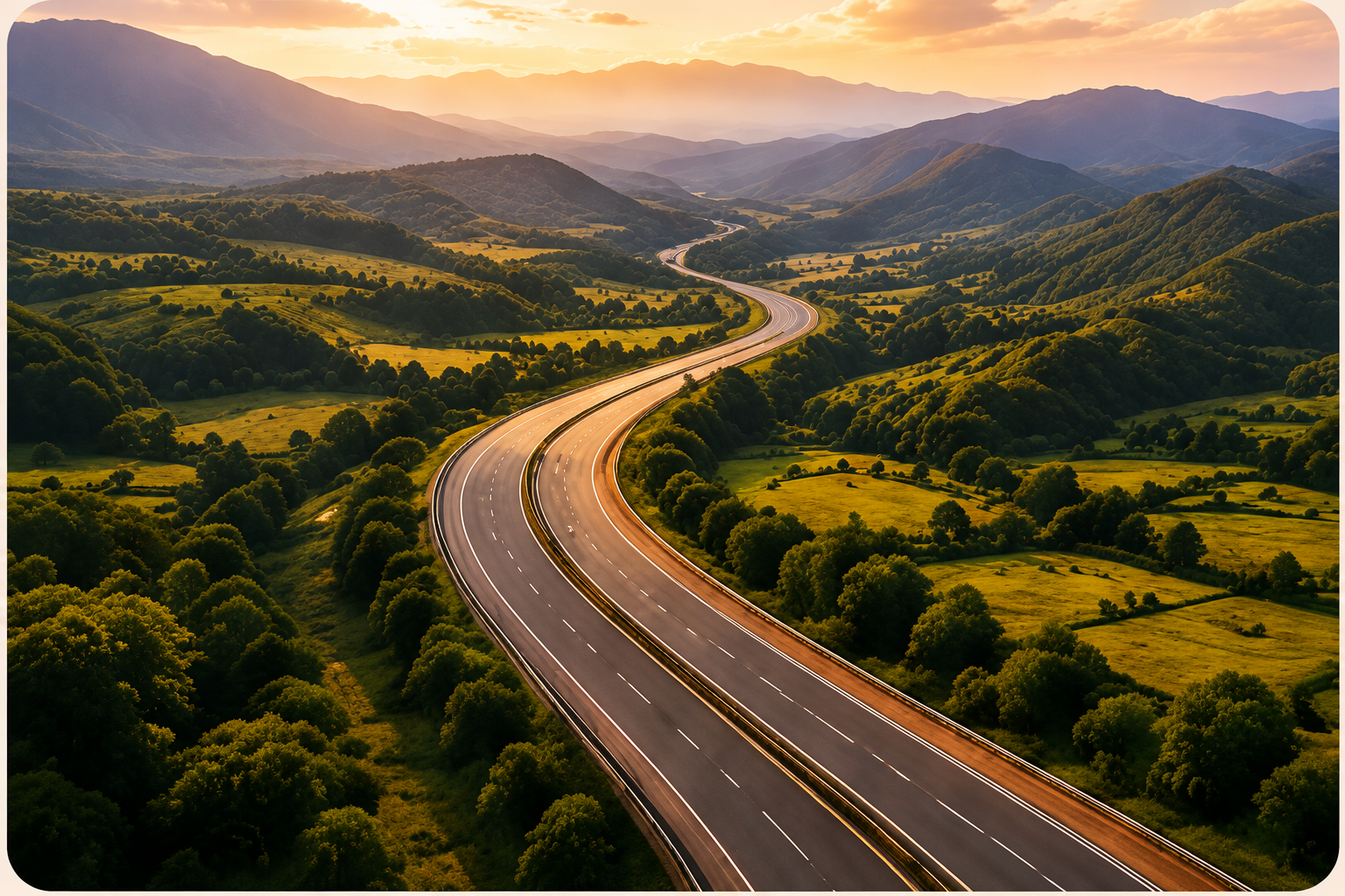 National highway through the hills